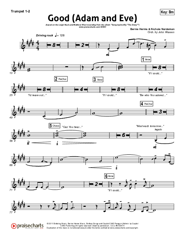 Good (Adam And Eve) Trumpet 1,2 (Matthew West / Leigh Nash)