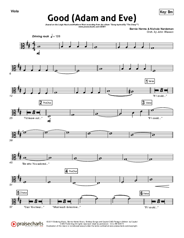 Good (Adam And Eve) Viola (Matthew West / Leigh Nash)