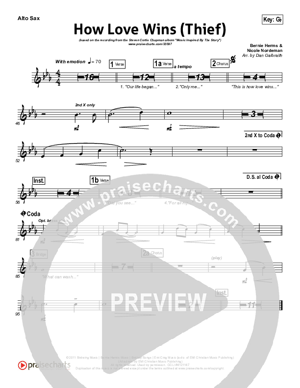 How Love Wins (Thief) Alto Sax (Steven Curtis Chapman)