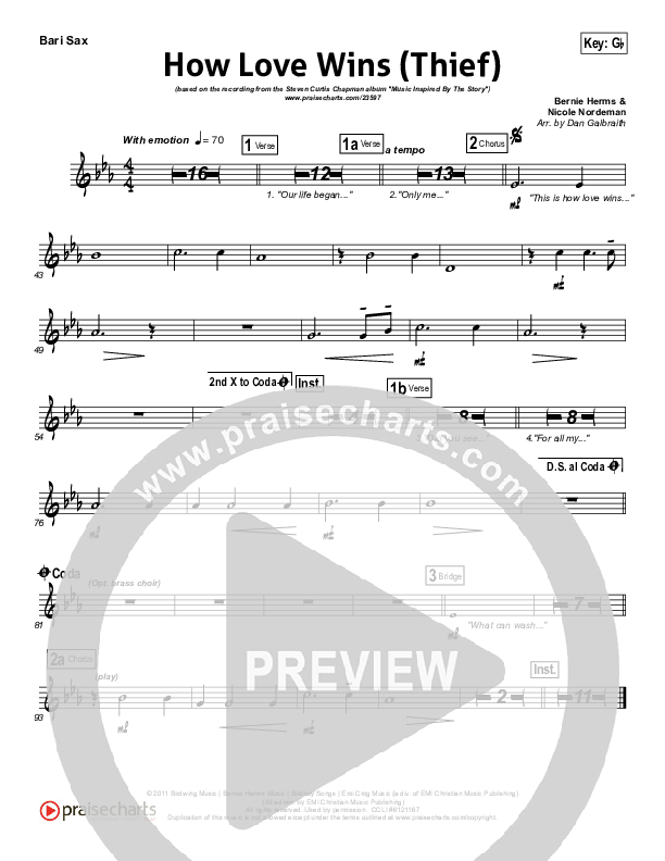 How Love Wins (Thief) Bari Sax (Steven Curtis Chapman)