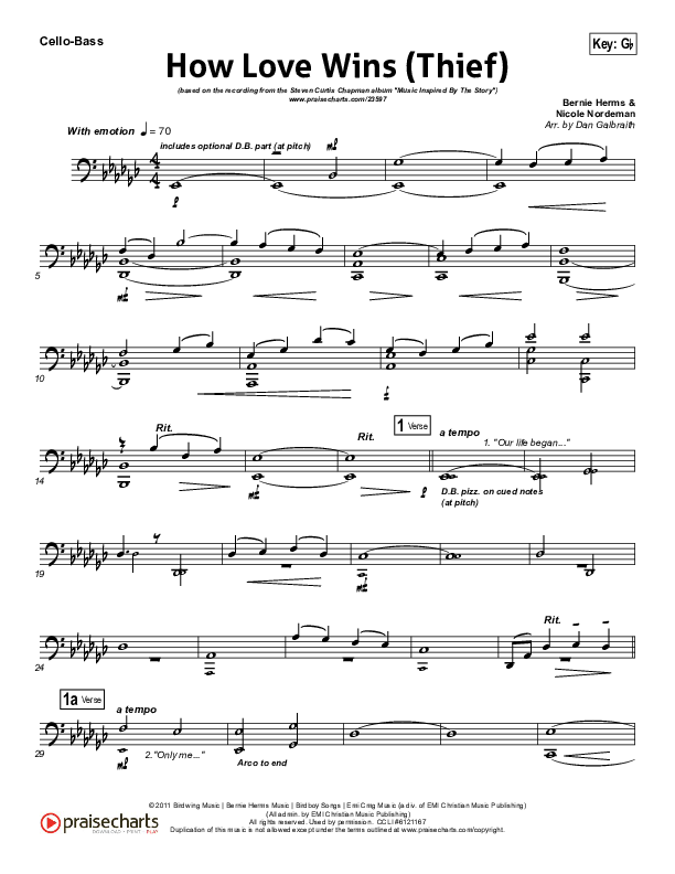 How Love Wins (Thief) Cello/Bass (Steven Curtis Chapman)