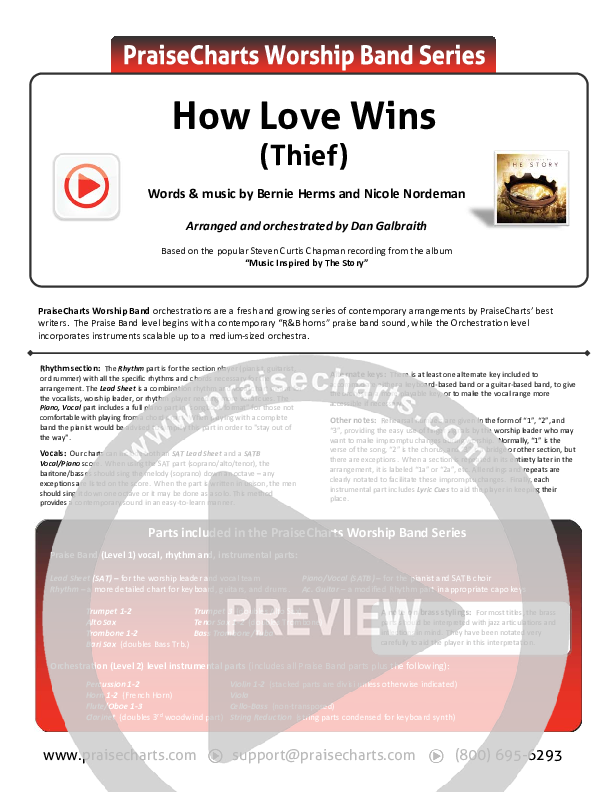 How Love Wins (Thief) Cover Sheet (Steven Curtis Chapman)