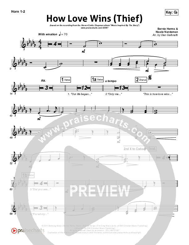 How Love Wins (Thief) French Horn 1/2 (Steven Curtis Chapman)