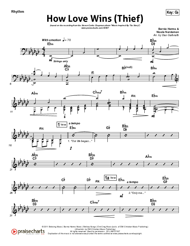 How Love Wins (Thief) Rhythm Chart (Steven Curtis Chapman)