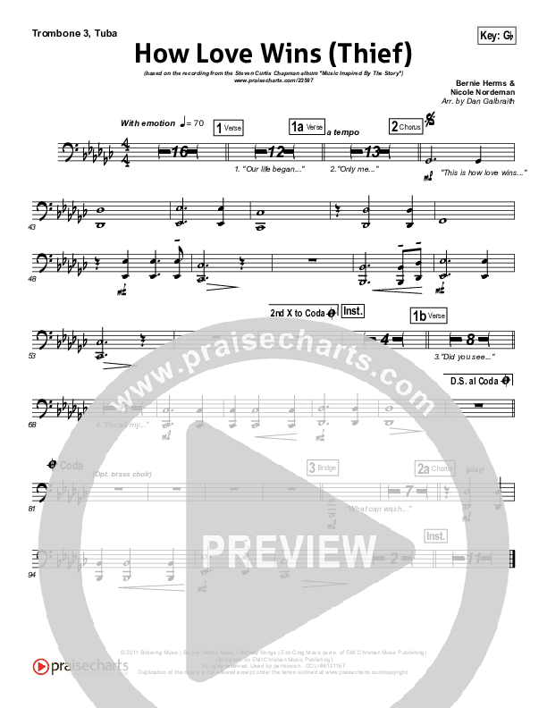 How Love Wins (Thief) Trombone 3/Tuba (Steven Curtis Chapman)