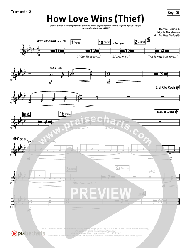 How Love Wins (Thief) Trumpet 1,2 (Steven Curtis Chapman)
