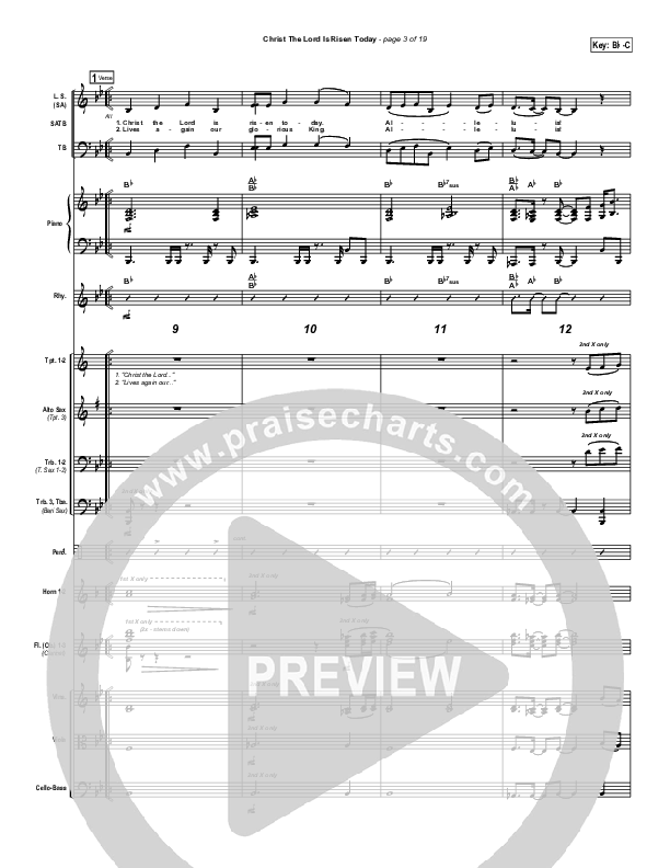 Christ The Lord Is Risen Today Conductor's Score (PraiseCharts Band / Arr. Daniel Galbraith)