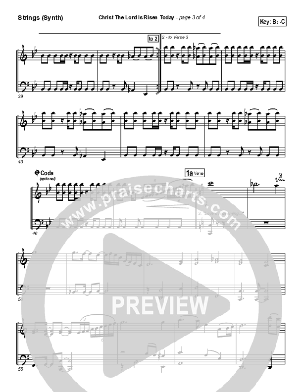 Christ The Lord Is Risen Today Synth Strings (PraiseCharts Band / Arr. Daniel Galbraith)