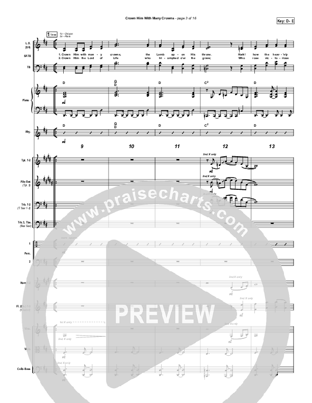Crown Him With Many Crowns Conductor's Score (PraiseCharts Band / Arr. Daniel Galbraith)