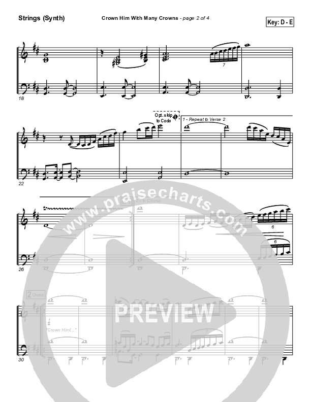 Crown Him With Many Crowns Synth Strings (PraiseCharts Band / Arr. Daniel Galbraith)