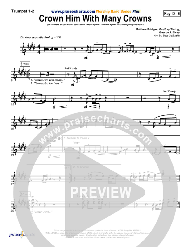 Crown Him With Many Crowns Brass Pack (PraiseCharts Band / Arr. Daniel Galbraith)