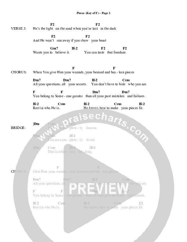 Pieces Chord Chart (Meredith Andrews)