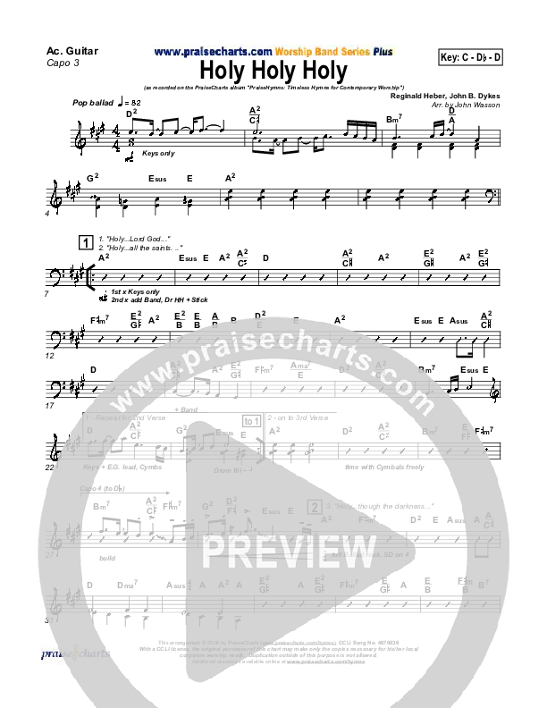 Holy Holy Holy Rhythm Chart (PraiseCharts Band / Arr. John Wasson)