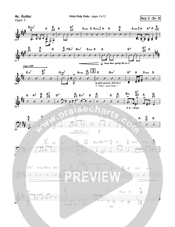Holy Holy Holy Acoustic Guitar (PraiseCharts Band / Arr. John Wasson)