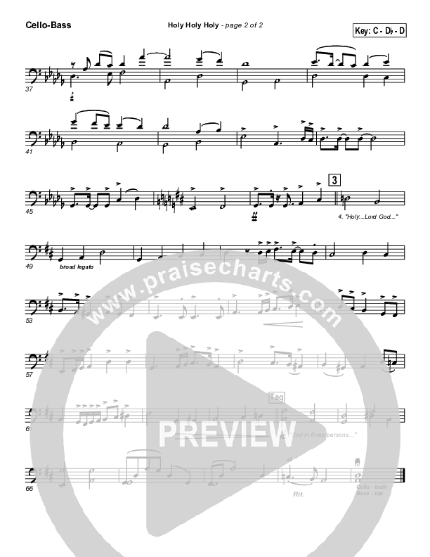 Holy Holy Holy Cello/Bass (PraiseCharts Band / Arr. John Wasson)
