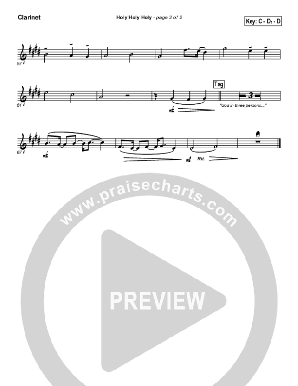 Holy Holy Holy Clarinet (PraiseCharts Band / Arr. John Wasson)