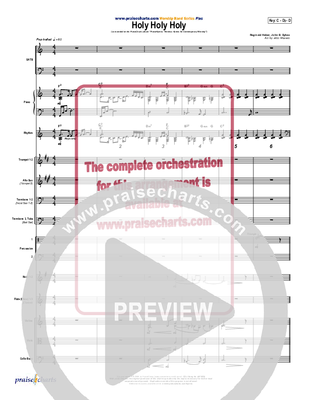 Holy Holy Holy Orchestration (PraiseCharts Band / Arr. John Wasson)