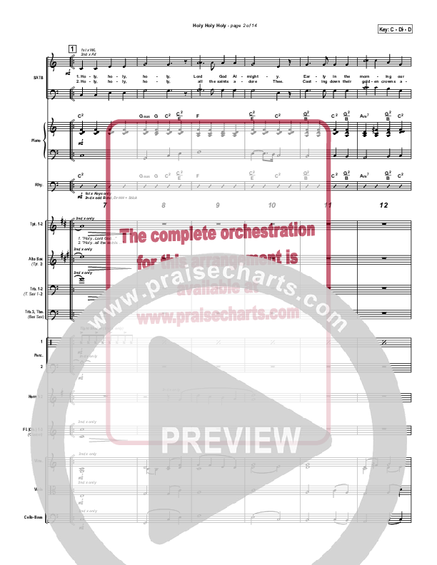 Holy Holy Holy Conductor's Score (PraiseCharts Band / Arr. John Wasson)