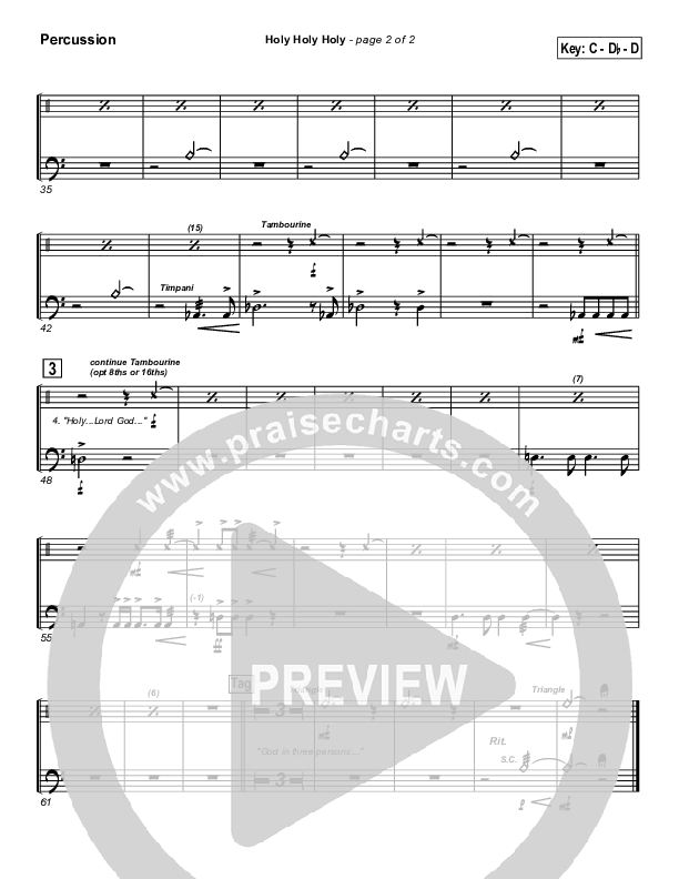 Holy Holy Holy Percussion (PraiseCharts Band / Arr. John Wasson)