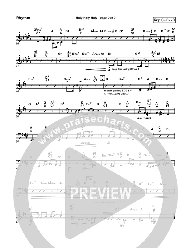 Holy Holy Holy Rhythm Chart (PraiseCharts Band / Arr. John Wasson)