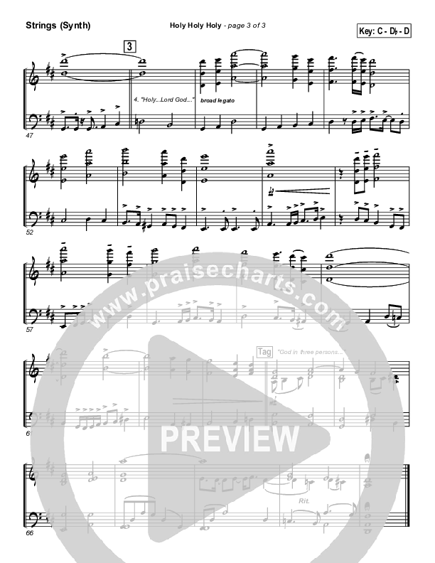 Holy Holy Holy Synth Strings (PraiseCharts Band / Arr. John Wasson)