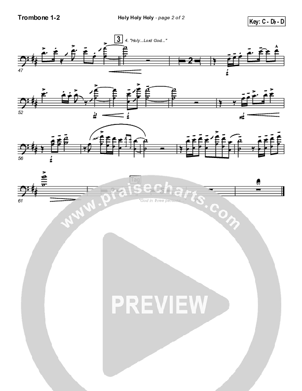 Holy Holy Holy Trombone 1/2 (PraiseCharts Band / Arr. John Wasson)