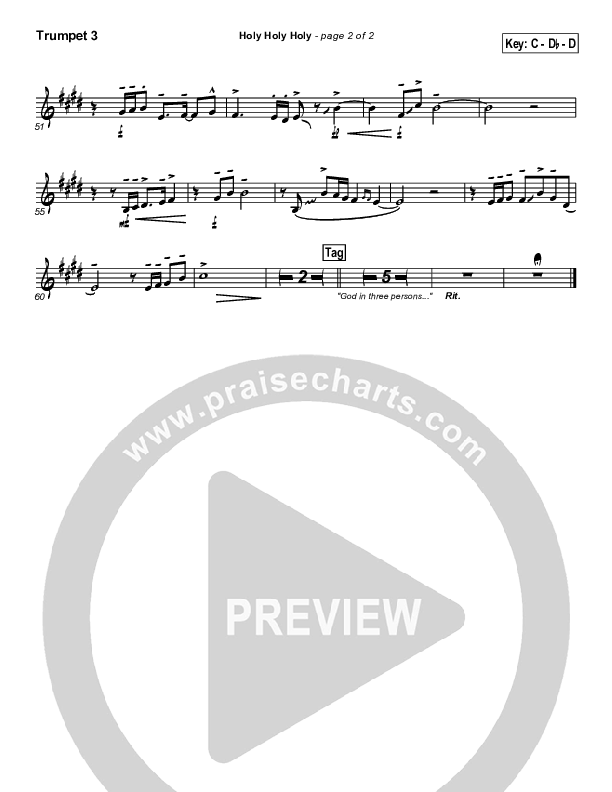 Holy Holy Holy Trumpet 3 (PraiseCharts Band / Arr. John Wasson)
