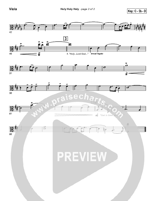 Holy Holy Holy Viola (PraiseCharts Band / Arr. John Wasson)