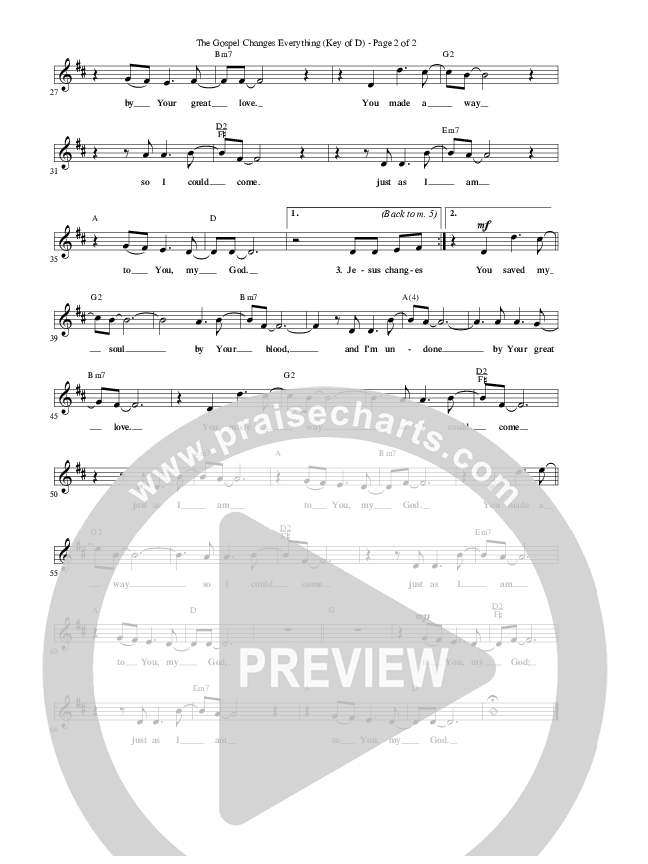 The Gospel Changes Everything Lead Sheet (Meredith Andrews)
