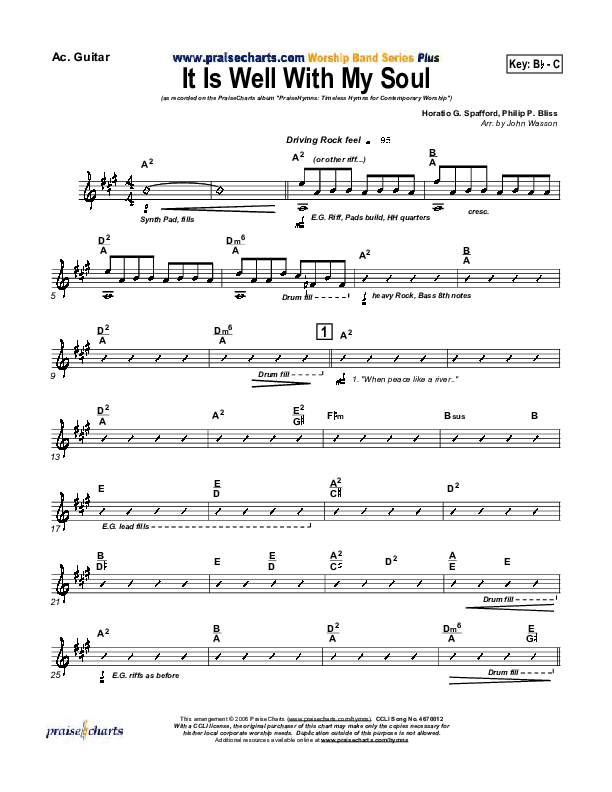 It Is Well With My Soul Acoustic Guitar Sheet Music PDF (PraiseCharts
