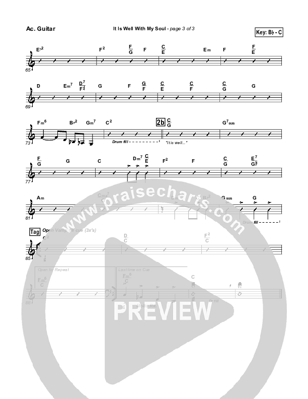 It Is Well With My Soul Acoustic Guitar Sheet Music PDF (PraiseCharts