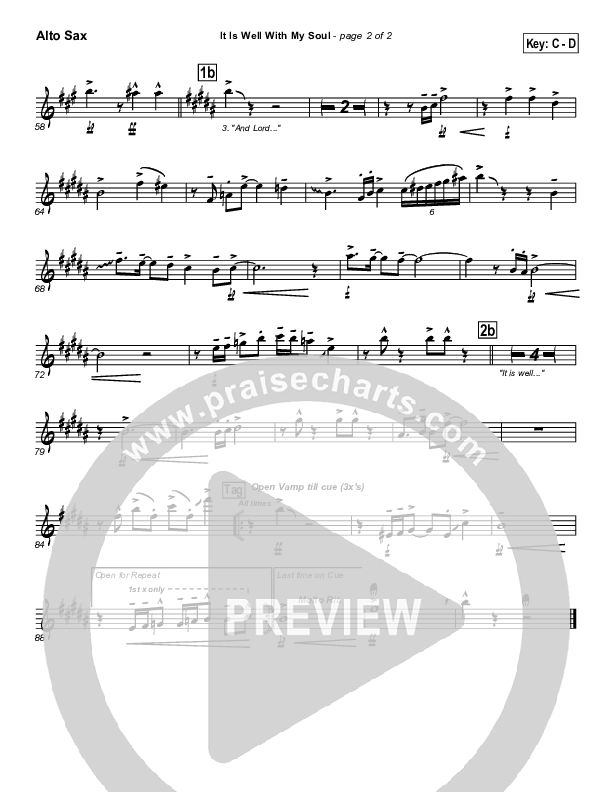 It Is Well With My Soul Alto Sax (PraiseCharts Band / Arr. John Wasson)