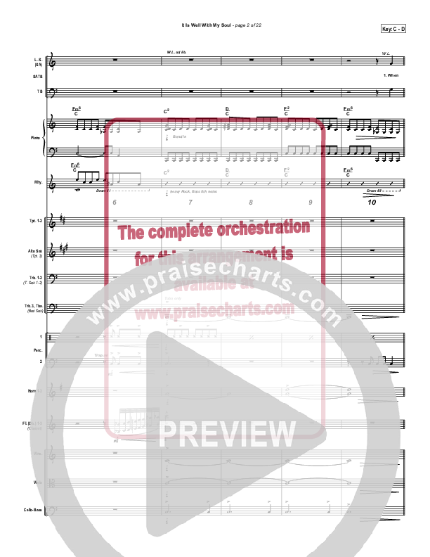 It Is Well With My Soul Conductor's Score (PraiseCharts Band / Arr. John Wasson)
