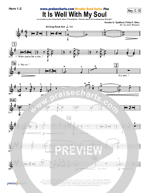 It Is Well With My Soul Brass Pack (PraiseCharts Band / Arr. John Wasson)