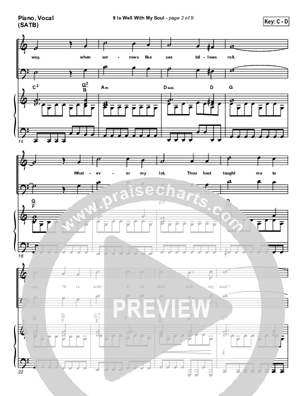 It Is Well With My Soul Piano/Vocal (PraiseCharts Band / Arr. John Wasson)