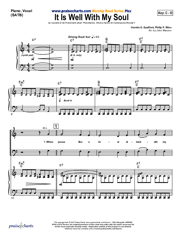 It Is Well With My Soul Piano/Vocal (SATB) (PraiseCharts Band / Arr. John Wasson)
