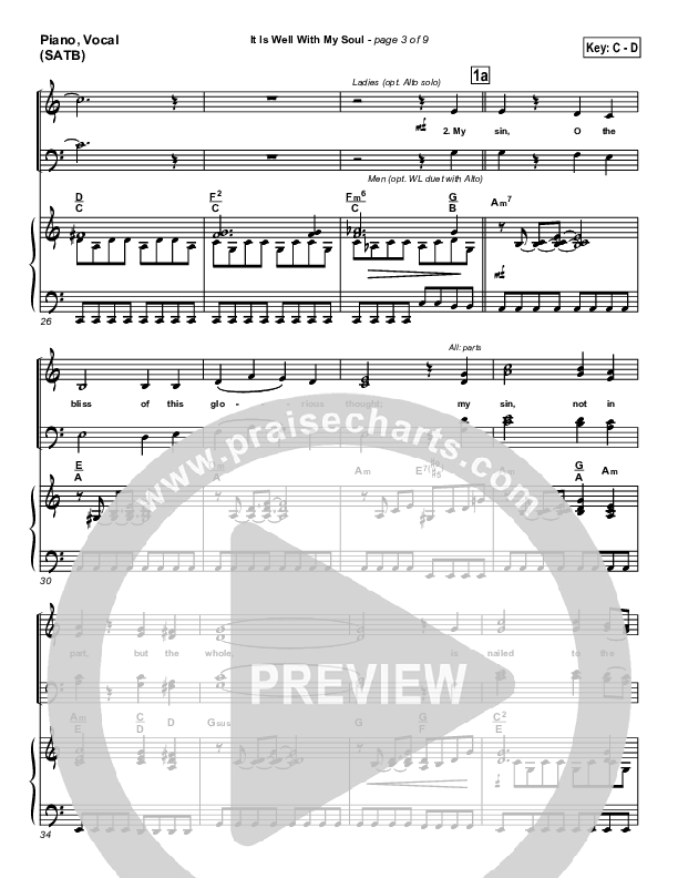 It Is Well With My Soul Piano/Vocal & Lead (PraiseCharts Band / Arr. John Wasson)