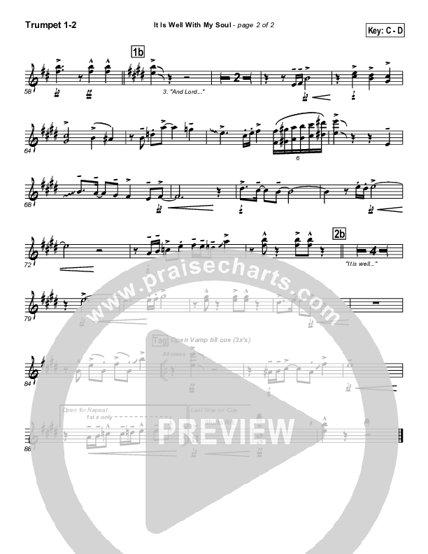 It Is Well With My Soul Trumpet 1,2 (PraiseCharts Band / Arr. John Wasson)