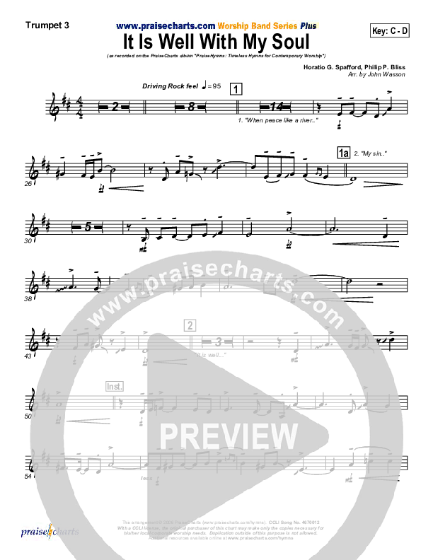 It Is Well With My Soul Trumpet 3 (PraiseCharts Band / Arr. John Wasson)