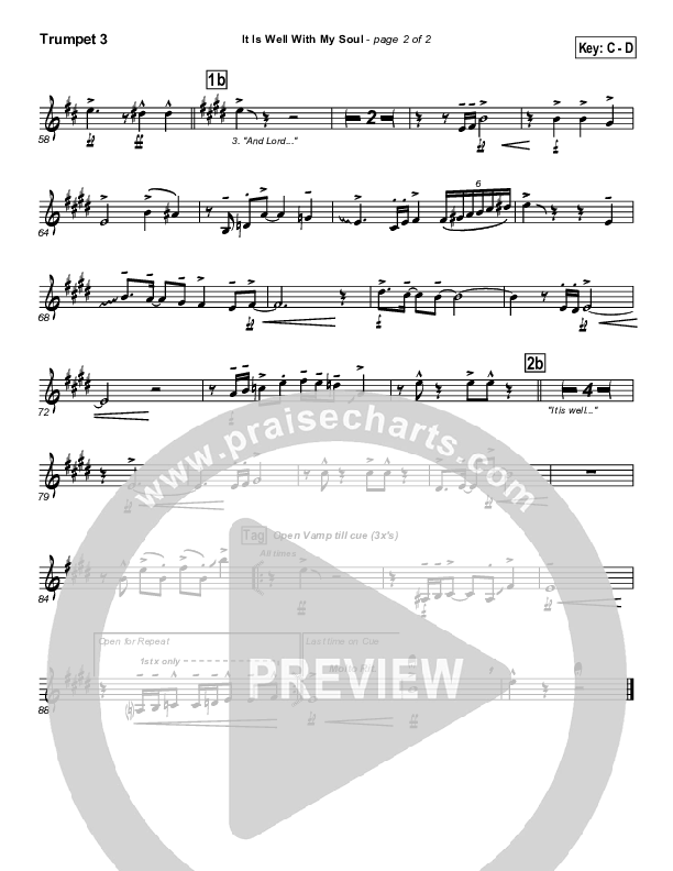 It Is Well With My Soul Trumpet 3 (PraiseCharts Band / Arr. John Wasson)