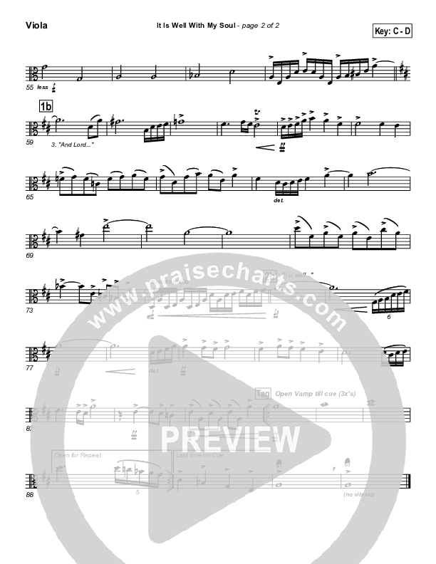 It Is Well With My Soul Viola (PraiseCharts Band / Arr. John Wasson)