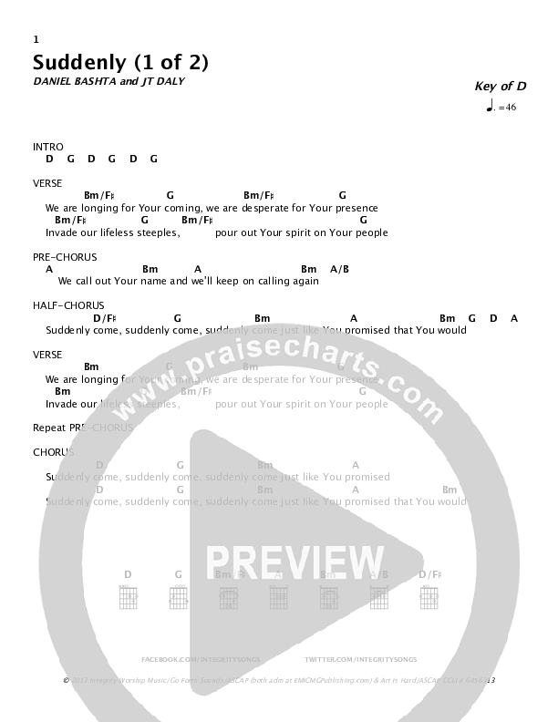 Suddenly Chord Chart (Daniel Bashta)