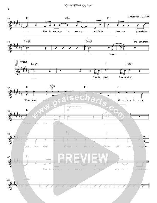 Mystery Of Faith Lead Sheet (Glenn Packiam)