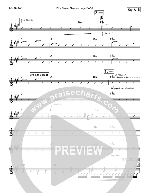 Fire Never Sleeps Acoustic Guitar (Martin Smith / Jesus Culture)