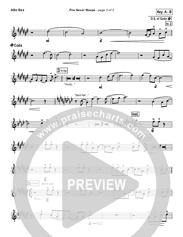 Fire Never Sleeps Alto Sax (Martin Smith / Jesus Culture)