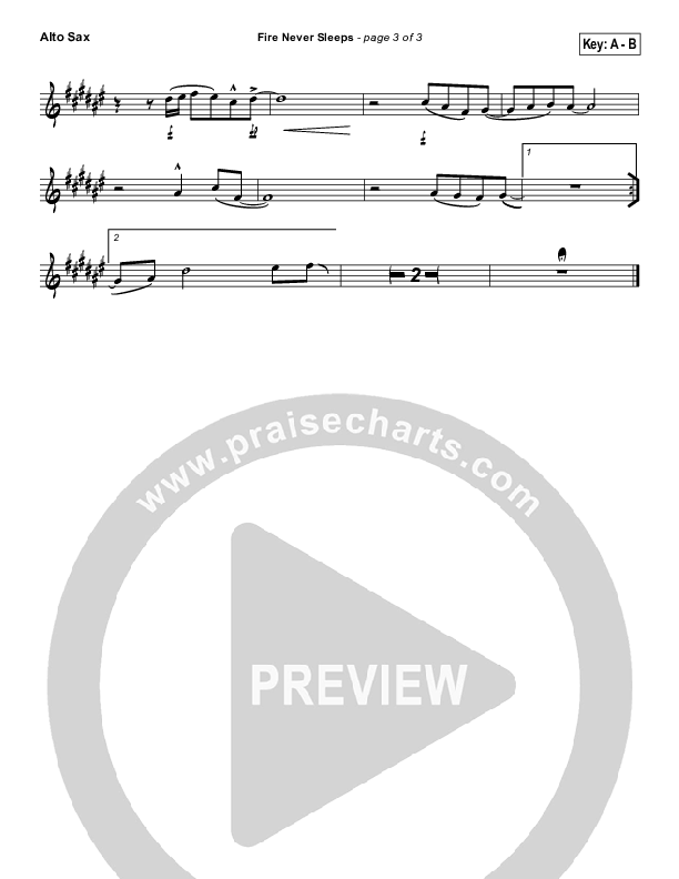 Fire Never Sleeps Alto Sax (Martin Smith / Jesus Culture)