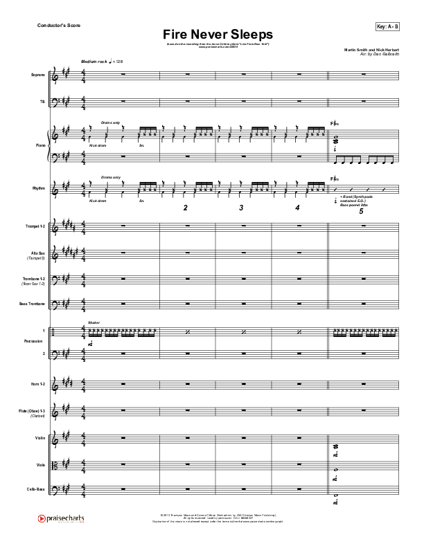 Fire Never Sleeps Conductor's Score (Martin Smith / Jesus Culture)