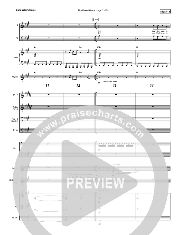 Fire Never Sleeps Conductor's Score (Martin Smith / Jesus Culture)
