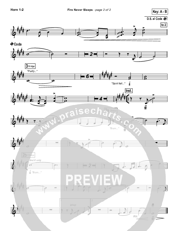 Fire Never Sleeps Brass Pack (Martin Smith / Jesus Culture)