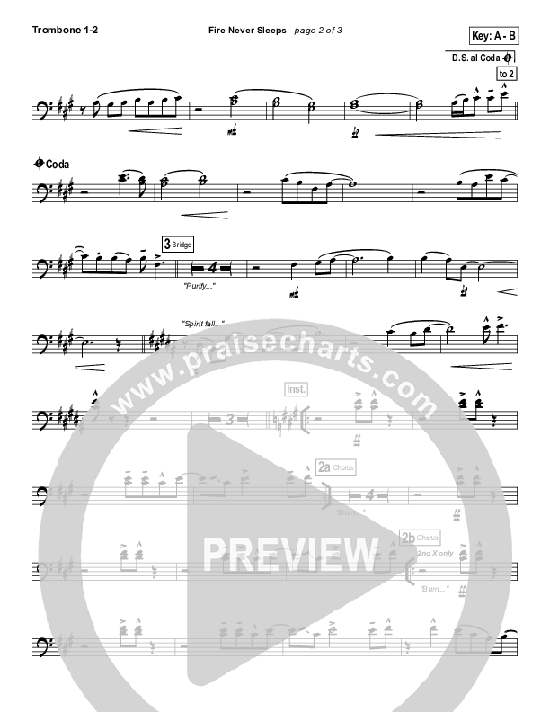 Fire Never Sleeps Trombone 1/2 (Martin Smith / Jesus Culture)